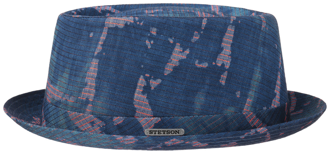 ATHENS PORK PIE STRIPES STETSON BLAU