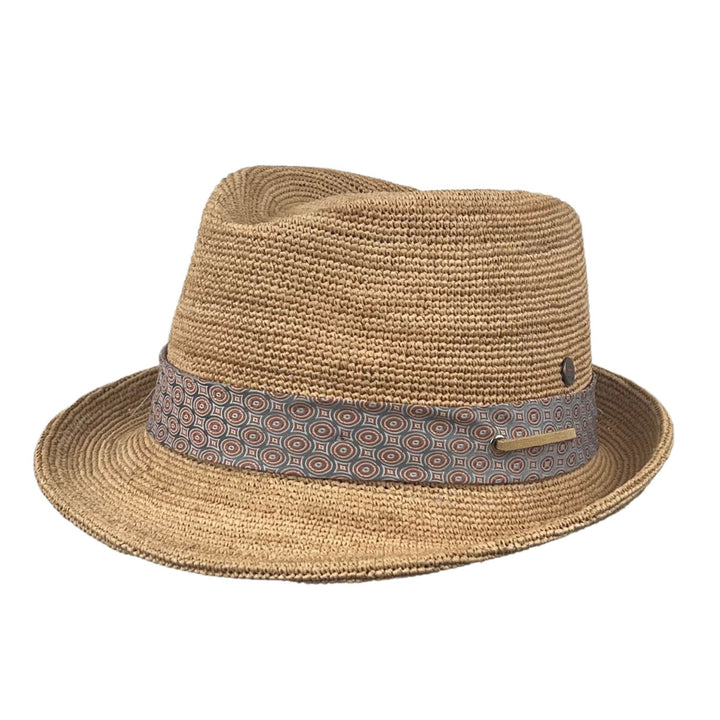 Trilby Hut Raffia Crochet Super Fine Balke Natur