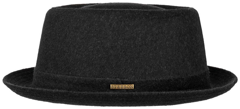 PORK PIE WOOL STETSON BLACK 54