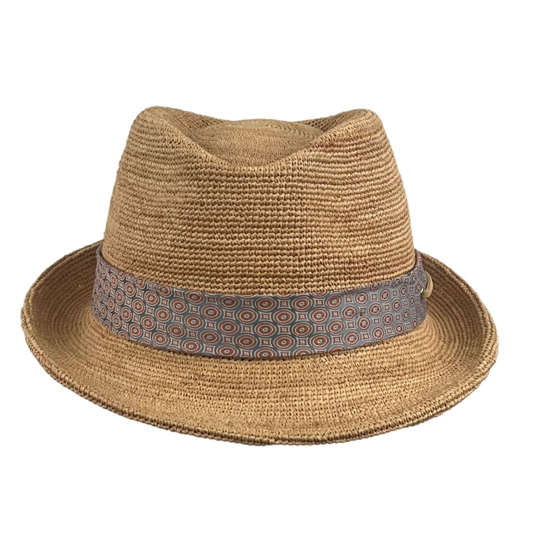 Trilby Hut Raffia Crochet Super Fine Balke Natur