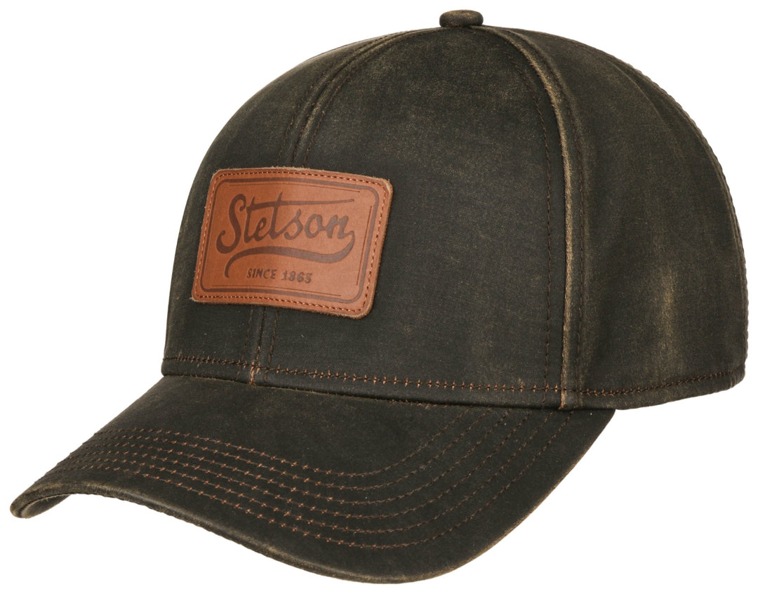 Baseball Cap Leder Patch Stetson Braun