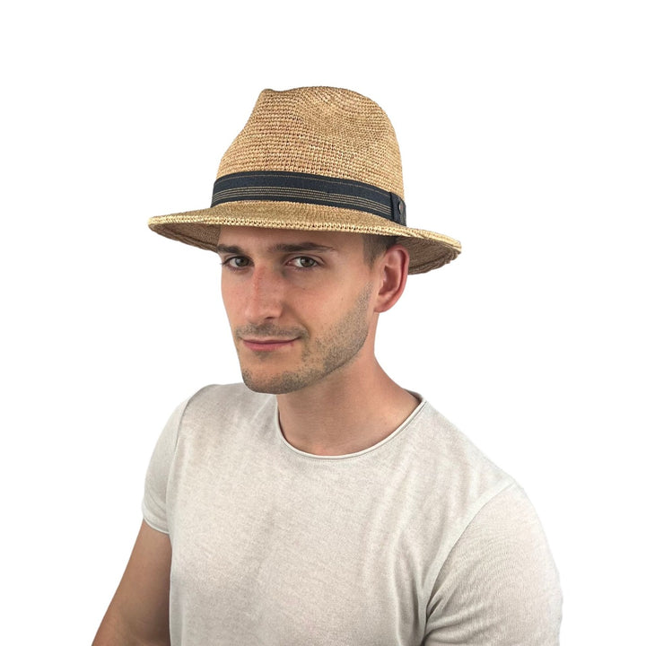 Traveller Hut Drop Brim Raffia Stroh Balke Natur