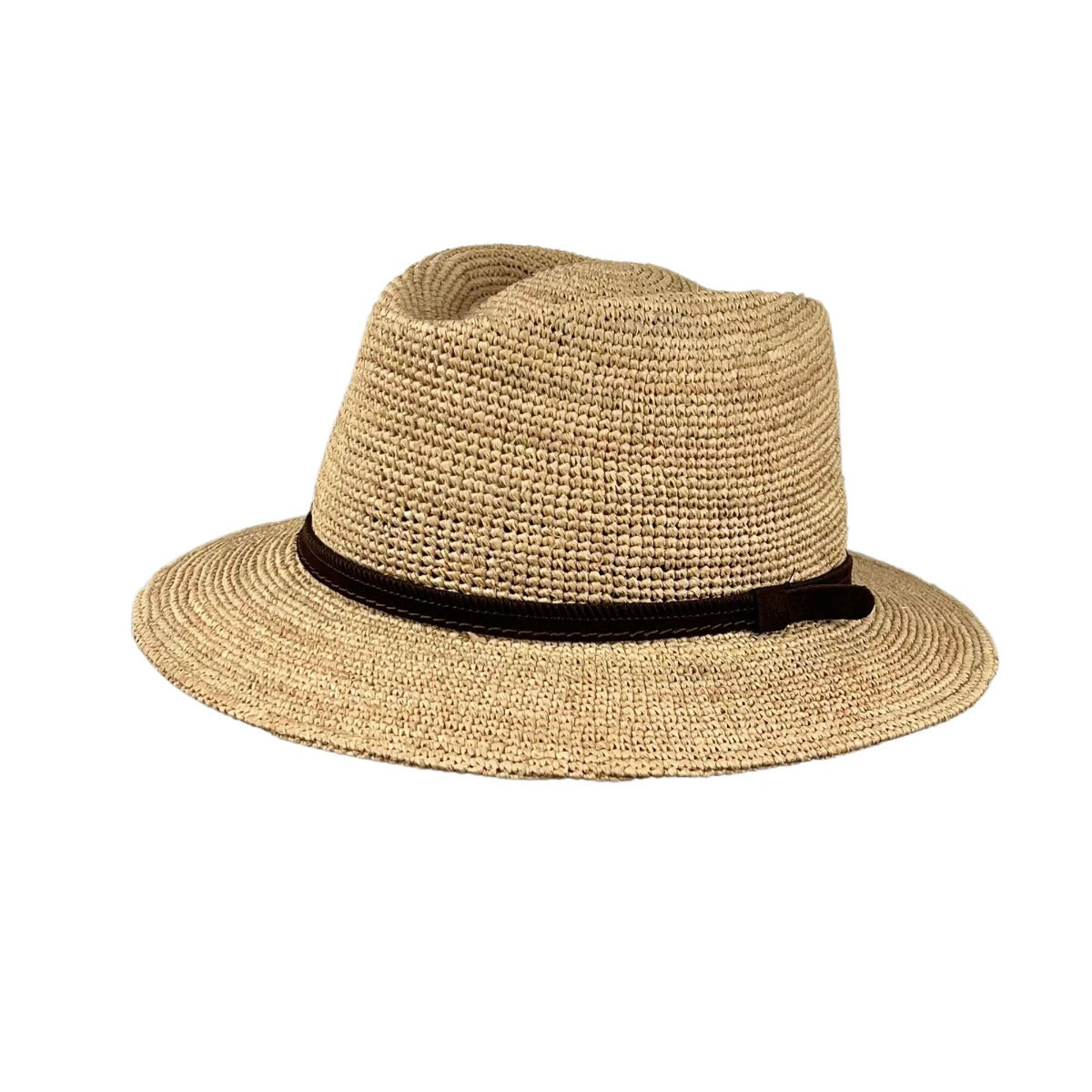 Travellerhut Stroh mit Ledergarn