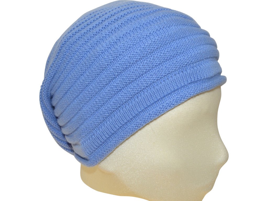 BERRETTO OVERSIZE AZZURRO FEINSTES CASHMERE - Hut - online.at