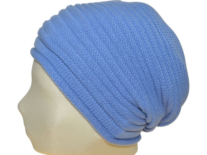 BERRETTO OVERSIZE AZZURRO FEINSTES CASHMERE - Hut - online.at