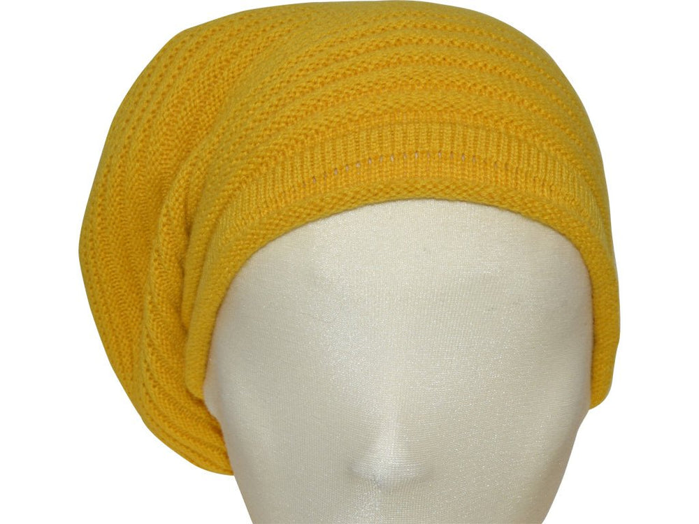 BERRETTO OVERSIZE GIALLO FEINSTES CASHMERE - Hut - online.at