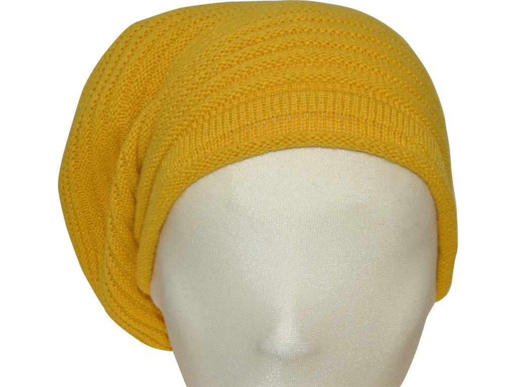 BERRETTO OVERSIZE GIALLO FEINSTES CASHMERE - Hut - online.at
