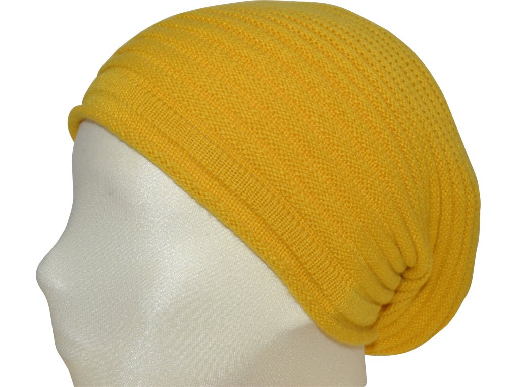 BERRETTO OVERSIZE GIALLO FEINSTES CASHMERE - Hut - online.at