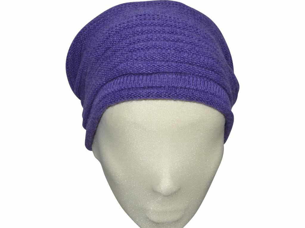 BERRETTO OVERSIZE VIOLA FEINSTES CASHMERE OSFA - Hut - online.at