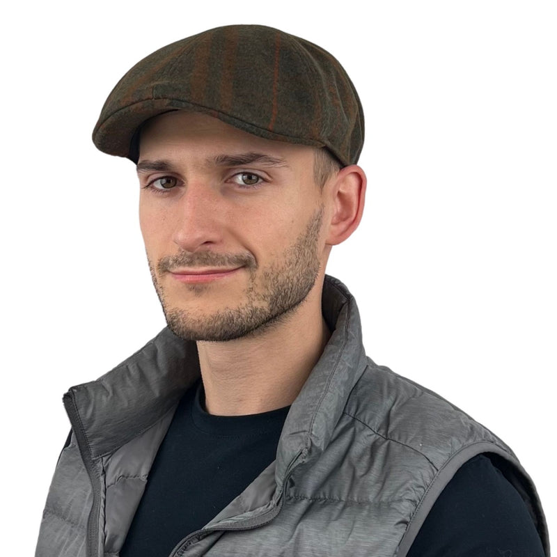 Schiebermütze Gatsby Merino Leichtfried Mauerer Karo Oliv
