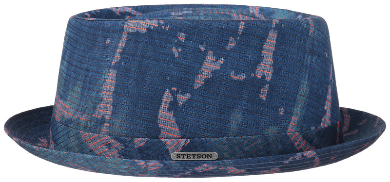 ATHENS PORK PIE STRIPES STETSON BLAU