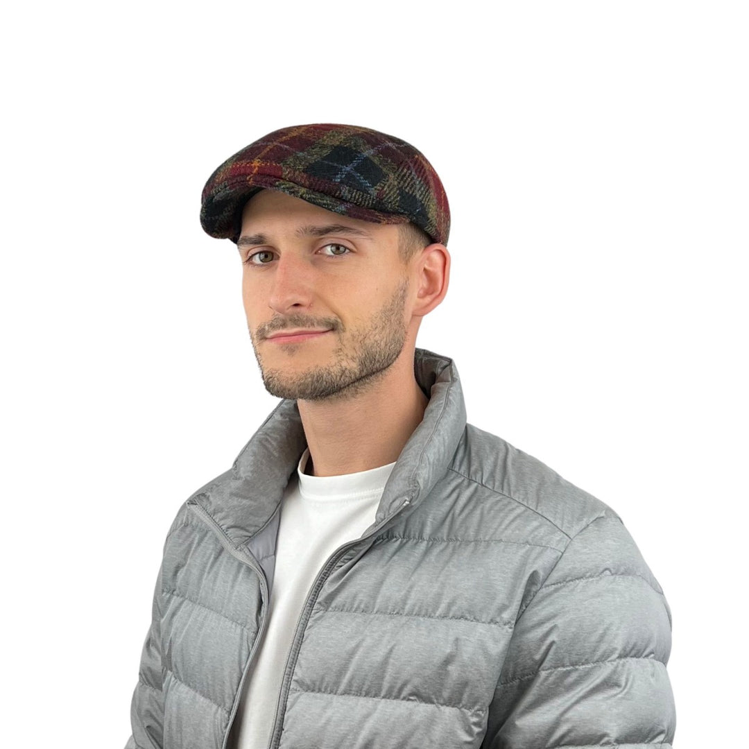 Flatcap Richmond mit Ohrenschutz Harris Tweed Göttmann Karo Multi