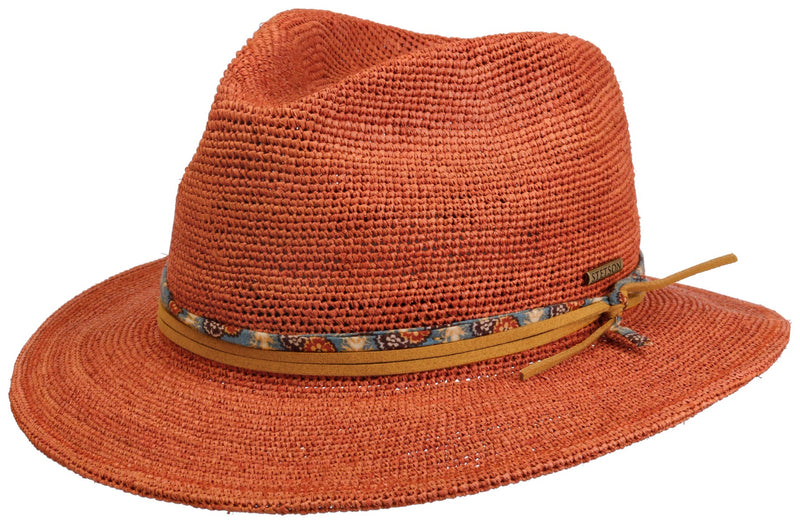 Traveller Raffia Crochet Strohhut Stetson Orange