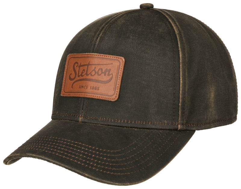 Baseball Cap Leder Patch Stetson Braun