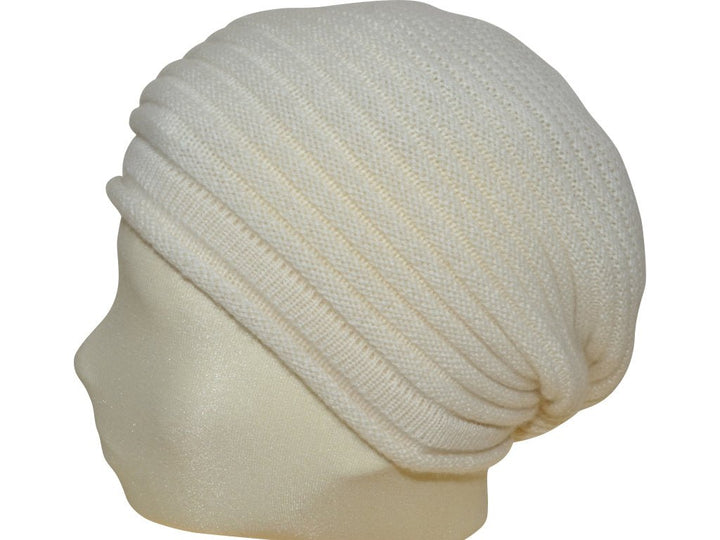 BERRETTO OVERSIZE ECRU FEINSTES CASHMERE - Hut - online.at