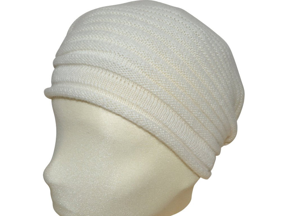 BERRETTO OVERSIZE ECRU FEINSTES CASHMERE - Hut - online.at