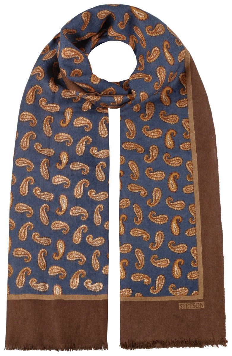 Schal Small Paisley Wolle Stetson Navy/Braun - Hut - online.at